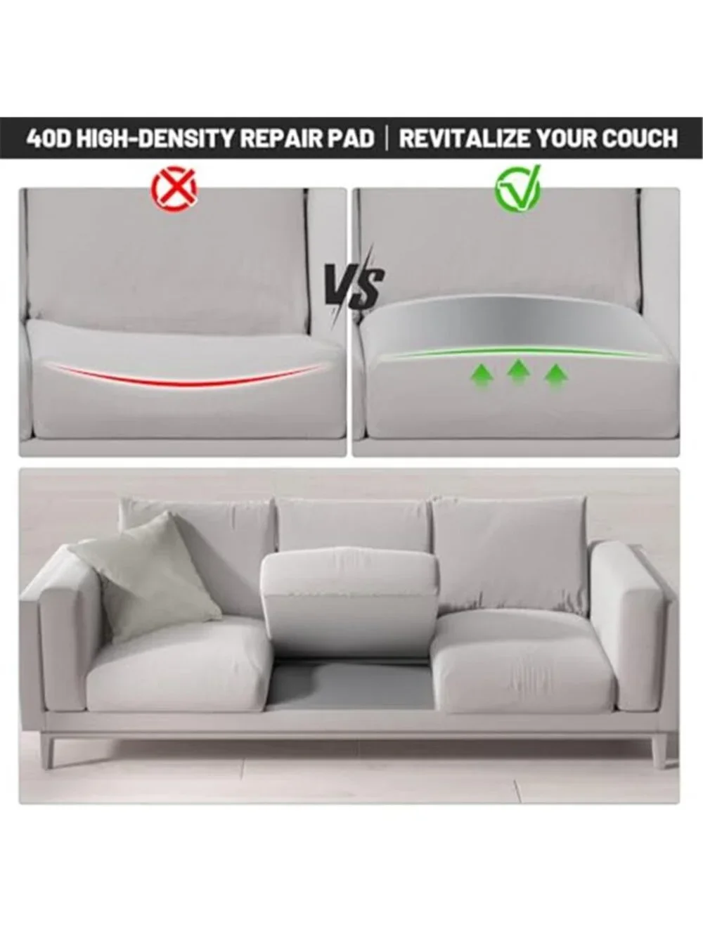 Couch Cushion Support 3Pack High Density Foam Sagging Sofa Seat Repair 20x2 Grey